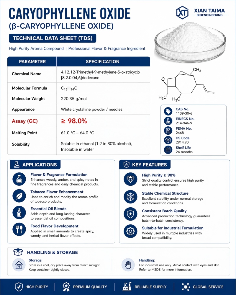 Caryophyllene Oxide technical data sheet TDS specification high purity aroma