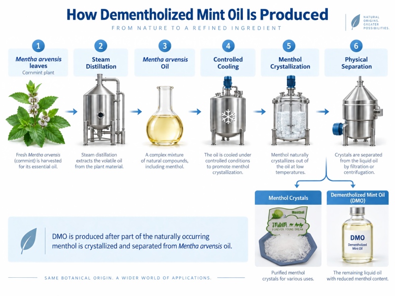 How Dementholized Mint Oil Is Produced from Mentha arvensis Oil How Dementholized Mint Oil Is Produced from Mentha arvensis Oil
